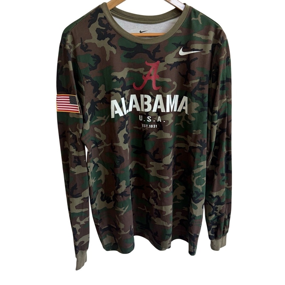 Nike Alabama Crimson Tide Camo Long Sleeve Tee Men's Large Military NCAA Shirt